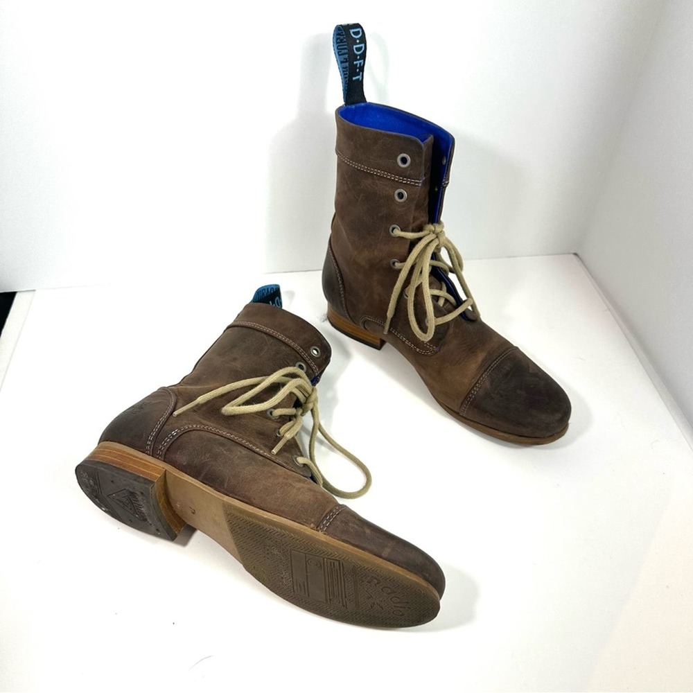 John Fluevog BBC Womens Classic Lace Up Radio Brown a combat Ankle Boots sz 7.5